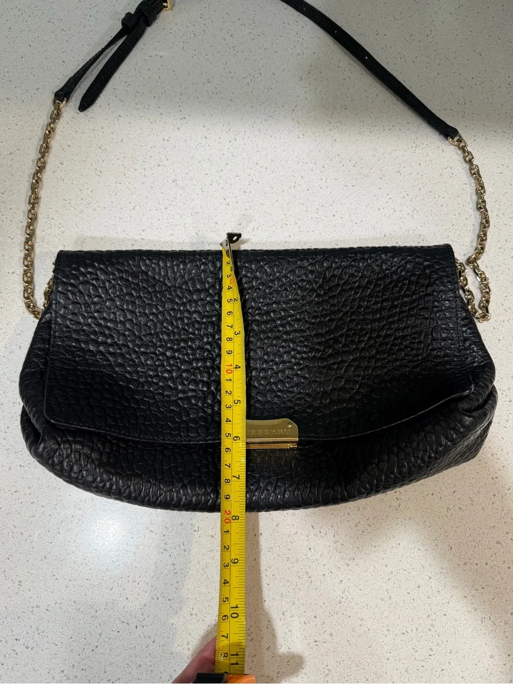 Burberry Black Grained Calf Leather Shoulder Crossbody Bag